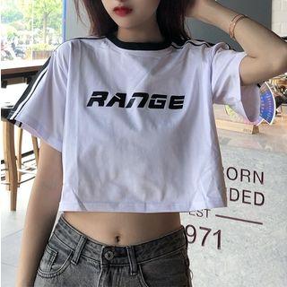 Cropped Short-sleeve T-shirt 8807 - Black - One Size