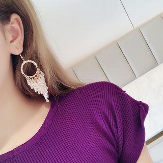 Rhinestone Fringed Dangle Earring As Shown In Figure - One Size