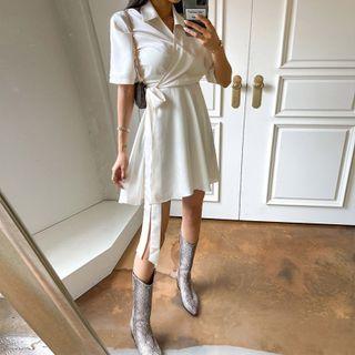 Collared Flared Wrap Dress