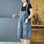 Pocket Detail Denim Jumper Shorts Blue - One Size
