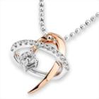 18ct Rose White Gold Diamond Accent Swirling Shooting Star Pendant Necklace (0.22 Cttw) (free 925 Silver Box Chain, 16)