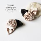 Rose Fabric Hair Clip 01 - Rose - Light Pink & Black - One Size