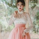 Modern Hanbok Set Lace Top & Midi Skirt