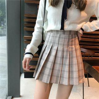 Plaid High Waist Pleated Mini Skirt
