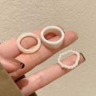 Set Of 3: Resin Ring + Faux Pearl Ring