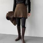 Pleated Wool Blend A-line Miniskirt