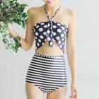 Dotted Stripe Halter 2-piece Swimsuit