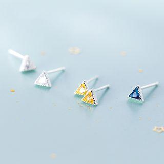 925 Sterling Silver Triangle Rhinestone Stud Earring