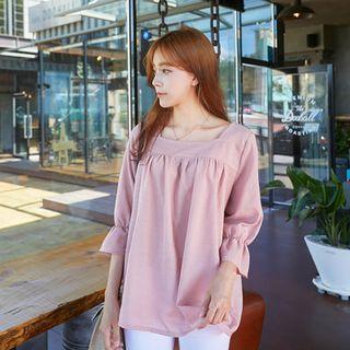 Square-neck Frill-sleeve Top