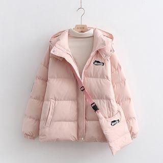 Set: Padded Hooded Zip-up Jacket + Crossbody Bag