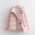 Set: Padded Hooded Zip-up Jacket + Crossbody Bag