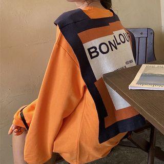 Lettering Long-sleeve T-shirt / Printed Cape