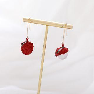 Non-matching Cat Eye Stone Fruit Dangle Earring 1 Pair - As Shown In Figure - One Size