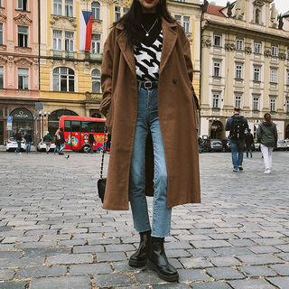 Notched-lapel One-button Midi Coat