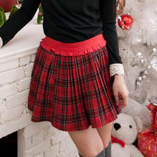 Frill-trim Plaid Pleated Skirt