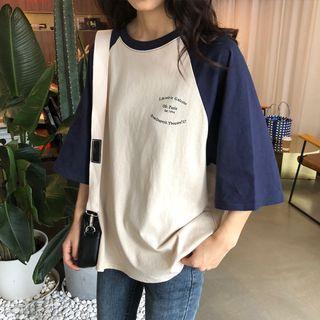 3/4-sleeve Letter Raglan T-shirt