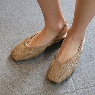 Woven Rattan Slingback Flats