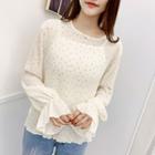 Long-sleeve Dotted Top / Spaghetti Strap Knit Top