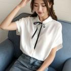 Short-sleeve Ribbon Shirt