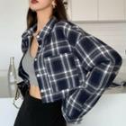 Plaid Cropped Jacket / Cropped Camisole Top / Mini Skirt