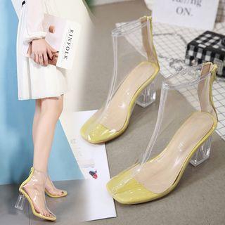 Transparent Block-heel Ankle Boots