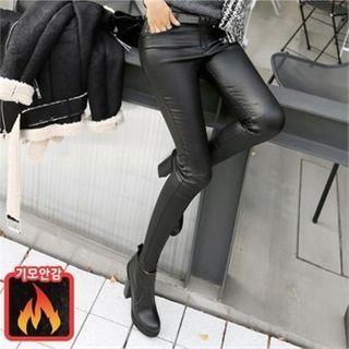 Napped Faux-leather Pants