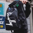 Couple Matching Lettering Nylon Backpack Black - One Size