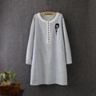Embroidered Long-sleeve A-line Dress