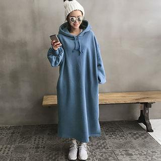 Balloon-sleeve Oversized Maxi Hoodie Dress