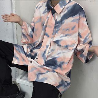 Couple Matching Elbow-sleeve Tie Dye Shirt