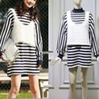 Striped Knit Dress / Knit Vest