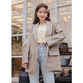 Flap-pocket Single-breasted Linen Jacket