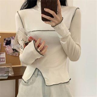 Turtle-neck Long-sleeve Slim-fit Top