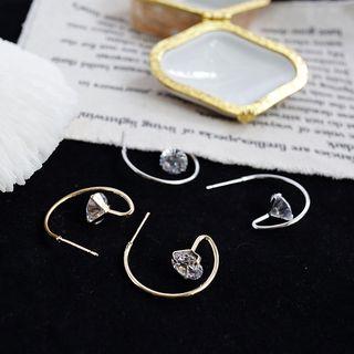 Rhinestone Half Hoop Dangle Earring