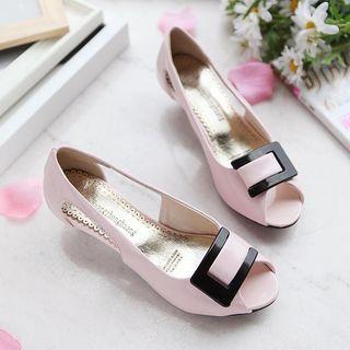 Buckled Peep Toe Pumps