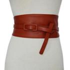 Faux Leather Square Buckled Wide Belt