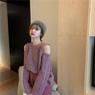 Plain Crewneck Loose-fit Long-sleeve Knit Sweater