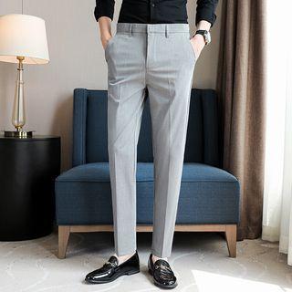 Crown Embroidered Straight Leg Dress Pants