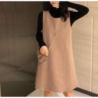 Sleeveless A-line Dress With Pouch / Turtleneck Top