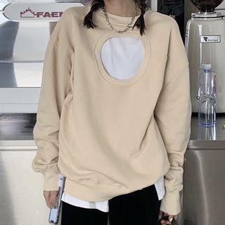 Plain Cutout-front Sweatshirt