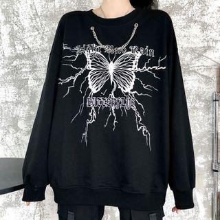 Butterfly Print Chain Sweatshirt