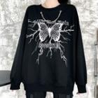 Butterfly Print Chain Sweatshirt