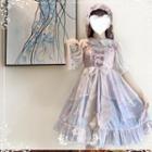 Ribbon Sleeveless Lace Trim A-line Dress