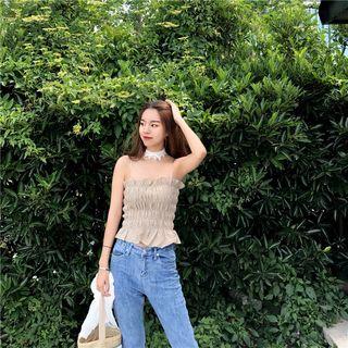 Plaid Strapless Top