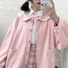 Collared Baseball Jacket Pink - One Size