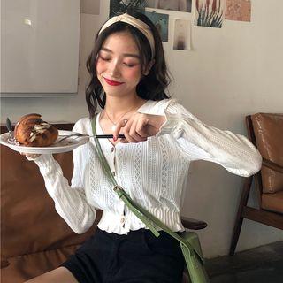 Crochet Lace V-neck Cardigan
