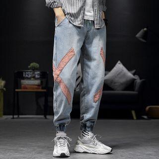 Cross Detail Harem Denim Pants