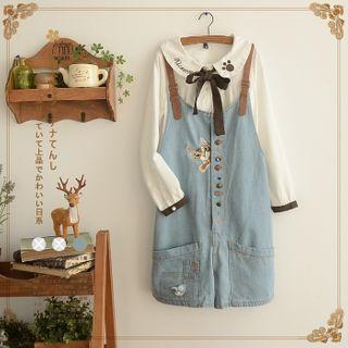 Washed Ripped Denim Jumper Shorts