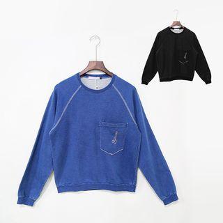 Long Sleeve Pocket Embroidered Sweatshirt