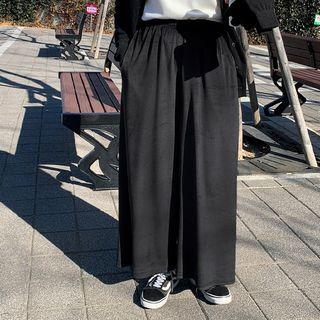 Band-waist Wide Velvet Pants